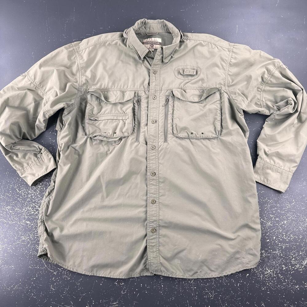 Cabelas Guidewear Shirt Mens XLT Muted Green Cargo GXII UPF 40 Hike Camp Fish